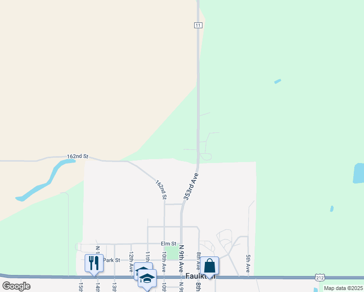 map of restaurants, bars, coffee shops, grocery stores, and more near in Faulkton
