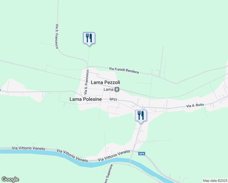 map of restaurants, bars, coffee shops, grocery stores, and more near 13 Viale Eridania in Lama Pezzoli