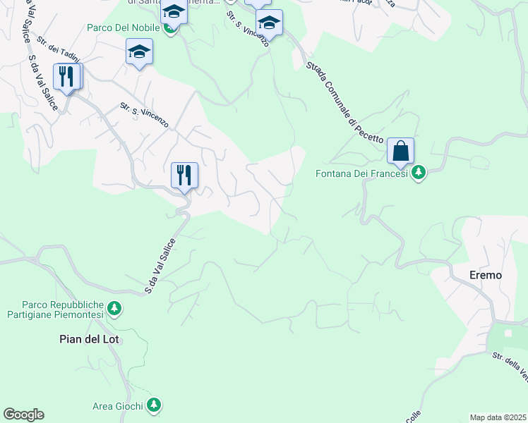 map of restaurants, bars, coffee shops, grocery stores, and more near 92 Strada del Mainero in Torino