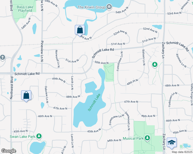 map of restaurants, bars, coffee shops, grocery stores, and more near 12060 48th Avenue North in Minneapolis