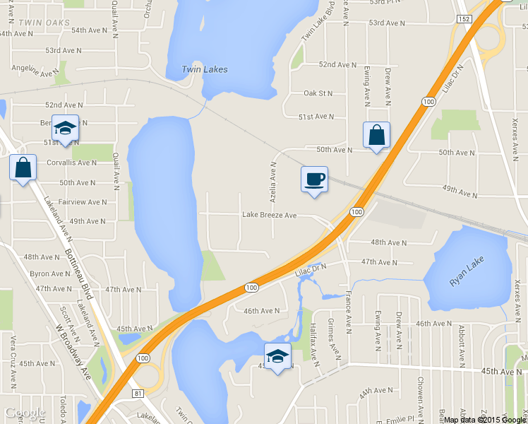 map of restaurants, bars, coffee shops, grocery stores, and more near 4807 Azelia Avenue North in Minneapolis