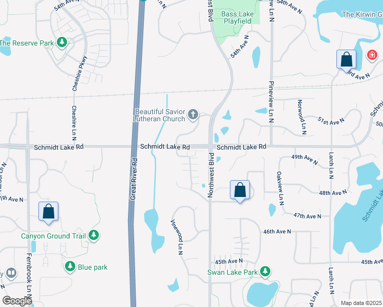 map of restaurants, bars, coffee shops, grocery stores, and more near 4940 Underwood Lane North in Plymouth