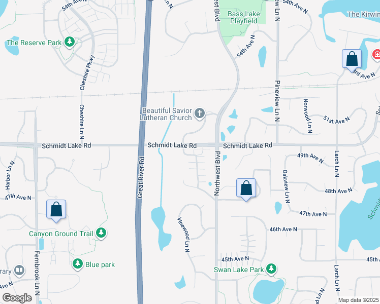 map of restaurants, bars, coffee shops, grocery stores, and more near 4940 Underwood Lane North in Plymouth