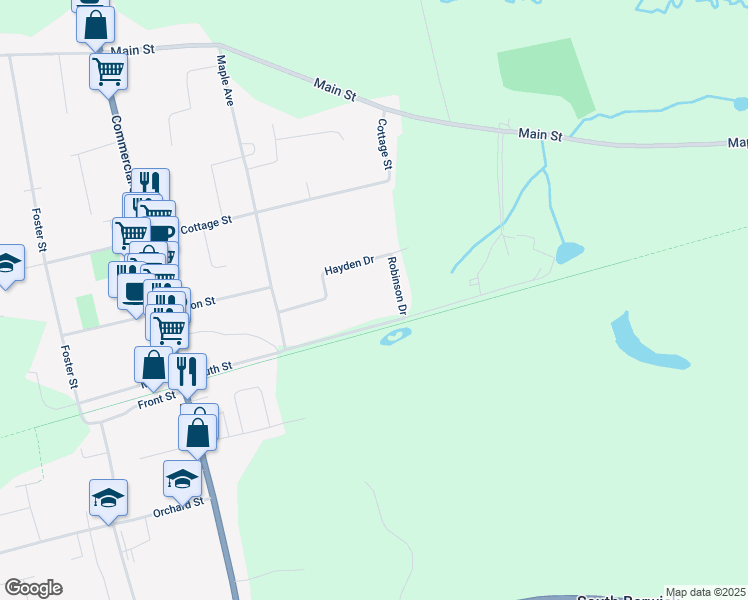 map of restaurants, bars, coffee shops, grocery stores, and more near 136 South Street in Berwick