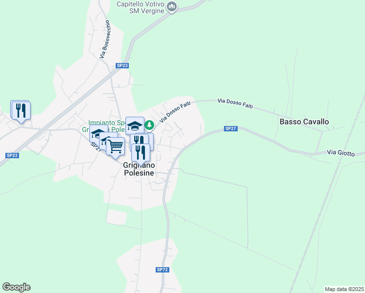 map of restaurants, bars, coffee shops, grocery stores, and more near 2 Via San Rizzieri in Grignano Polesine