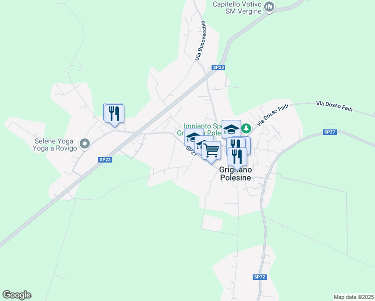 map of restaurants, bars, coffee shops, grocery stores, and more near 49 Via Ponte del Merlo in Grignano Polesine