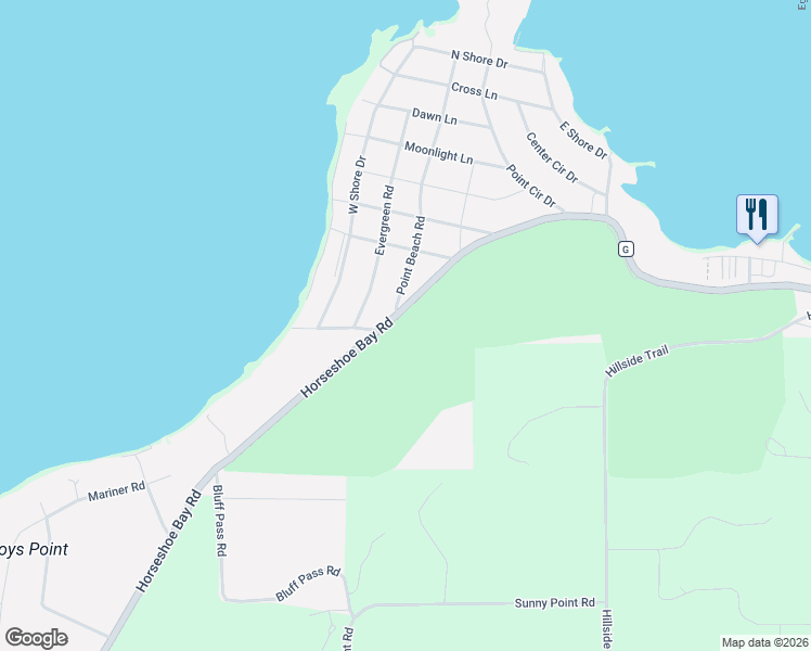 map of restaurants, bars, coffee shops, grocery stores, and more near 7636 Horseshoe Bay Rd in Egg Harbor