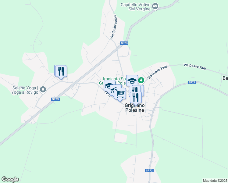 map of restaurants, bars, coffee shops, grocery stores, and more near 49 Via Ponte del Merlo in Grignano Polesine