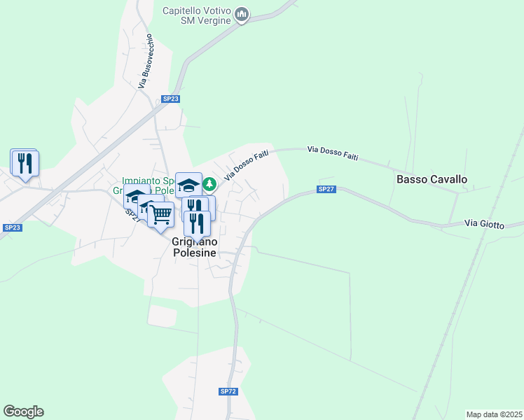 map of restaurants, bars, coffee shops, grocery stores, and more near 2 Via San Rizzieri in Grignano Polesine