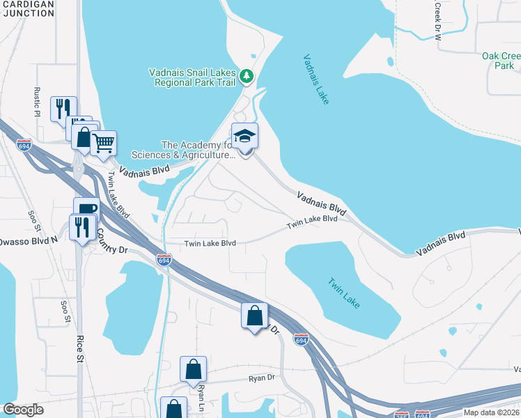 map of restaurants, bars, coffee shops, grocery stores, and more near 254 Mayfair Road in Saint Paul