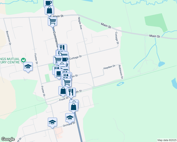 map of restaurants, bars, coffee shops, grocery stores, and more near 101 Union Street in Berwick