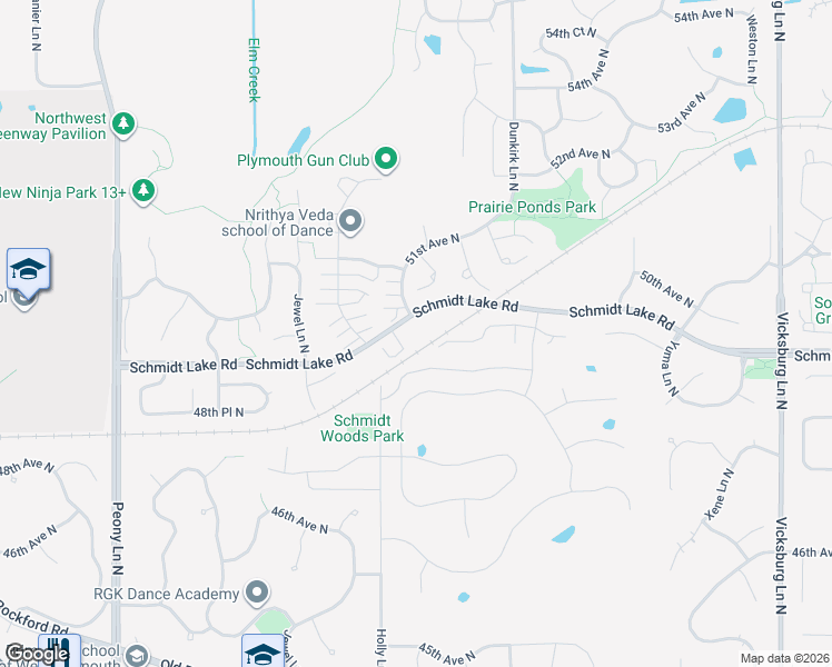 map of restaurants, bars, coffee shops, grocery stores, and more near 5015 Garland Lane in Plymouth