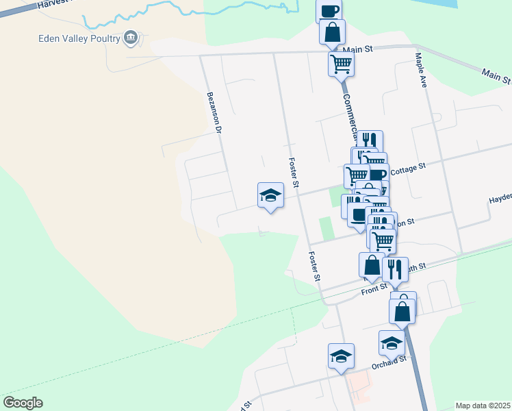 map of restaurants, bars, coffee shops, grocery stores, and more near 225 Veterans Drive in Berwick