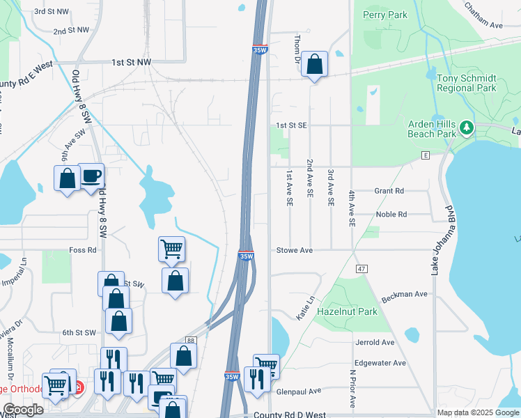 map of restaurants, bars, coffee shops, grocery stores, and more near 286 Cleveland Avenue Southwest in New Brighton