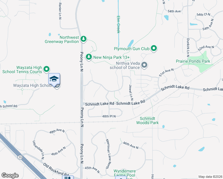 map of restaurants, bars, coffee shops, grocery stores, and more near 5000 Kimberly Lane North in Plymouth