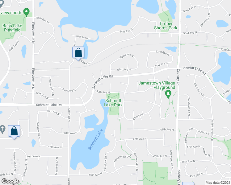 map of restaurants, bars, coffee shops, grocery stores, and more near 50th Avenue North in Plymouth