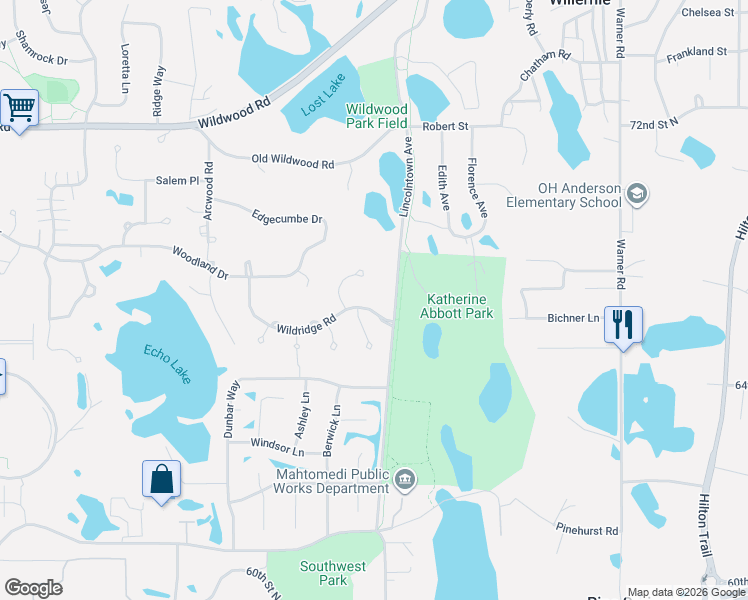 map of restaurants, bars, coffee shops, grocery stores, and more near 51 Wildridge Road in Saint Paul