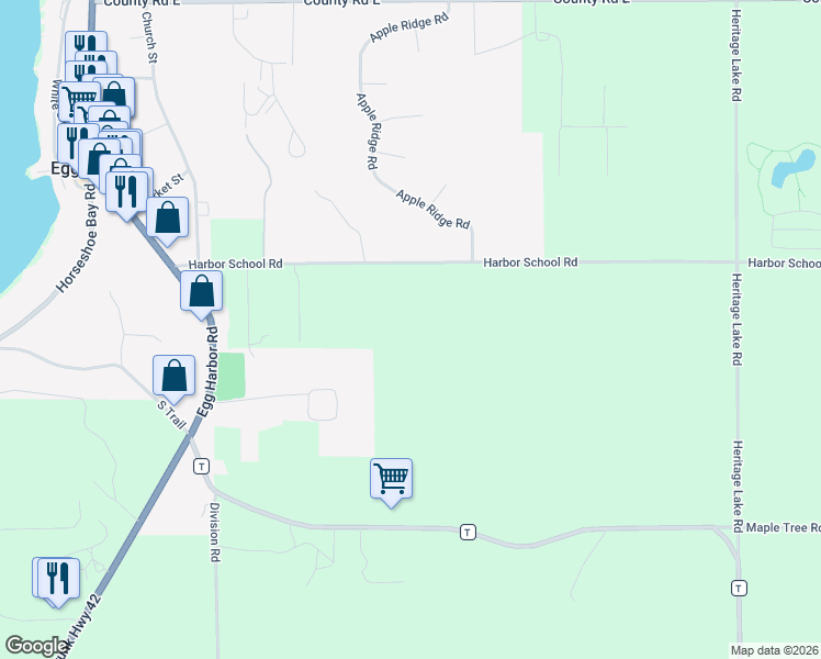 map of restaurants, bars, coffee shops, grocery stores, and more near 4519 Harbor School Road in Egg Harbor