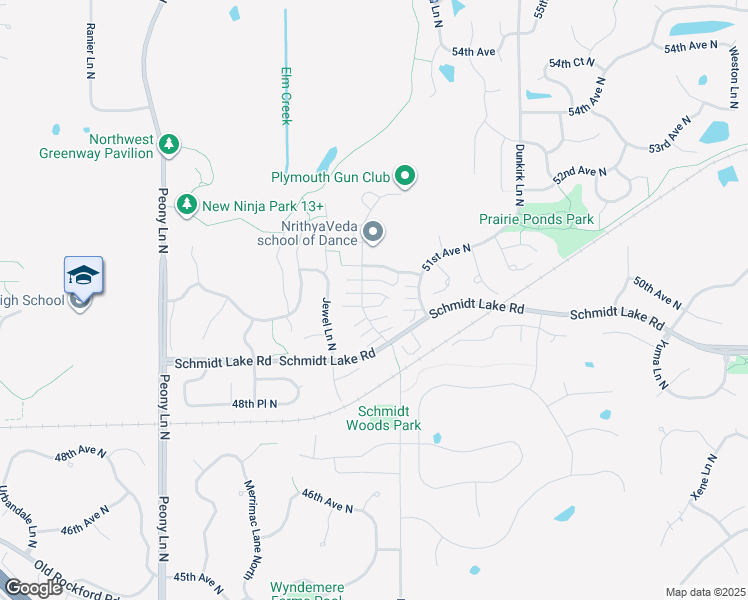 map of restaurants, bars, coffee shops, grocery stores, and more near 5030 Holly Lane North in Plymouth