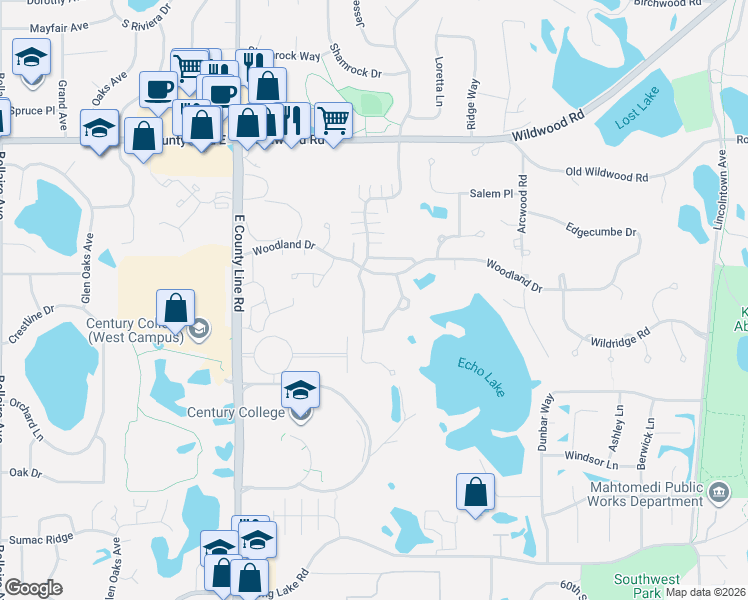 map of restaurants, bars, coffee shops, grocery stores, and more near 116 Wedgewood Drive in Saint Paul