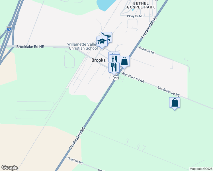 map of restaurants, bars, coffee shops, grocery stores, and more near 8792 Oregon 99E in Salem