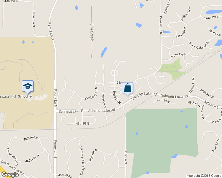 map of restaurants, bars, coffee shops, grocery stores, and more near 5035 Holly Lane North in Plymouth