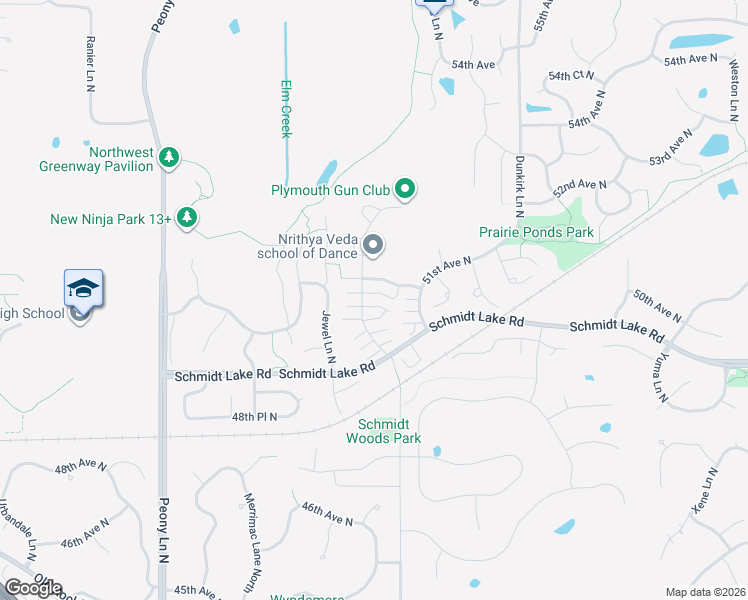 map of restaurants, bars, coffee shops, grocery stores, and more near 5020 Holly Lane North in Plymouth