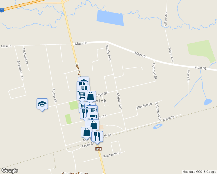 map of restaurants, bars, coffee shops, grocery stores, and more near 111 Mountain View Drive in Berwick