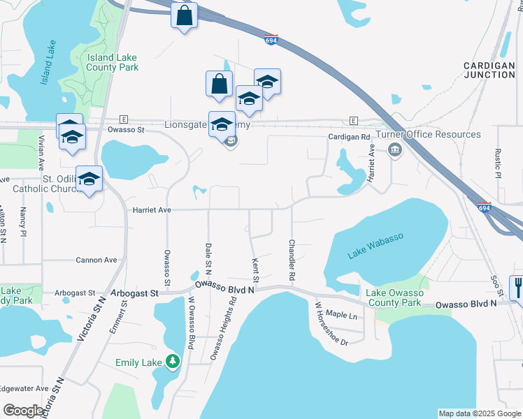 map of restaurants, bars, coffee shops, grocery stores, and more near 511 Lake Cove Court in Saint Paul