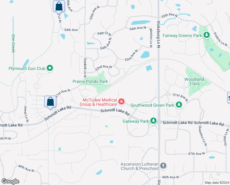map of restaurants, bars, coffee shops, grocery stores, and more near 5021 Archer Lane North in Plymouth
