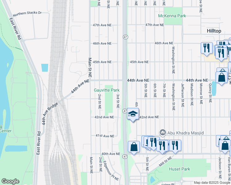 map of restaurants, bars, coffee shops, grocery stores, and more near 4318 3rd Street Northeast in Columbia Heights