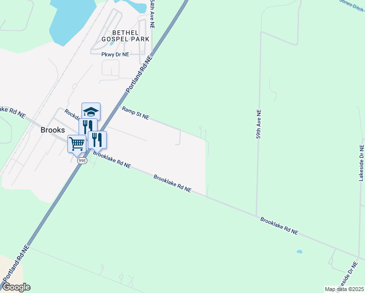 map of restaurants, bars, coffee shops, grocery stores, and more near 5560 Ramp Street Northeast in Salem