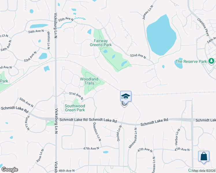 map of restaurants, bars, coffee shops, grocery stores, and more near 5170 Quantico Lane North in Plymouth