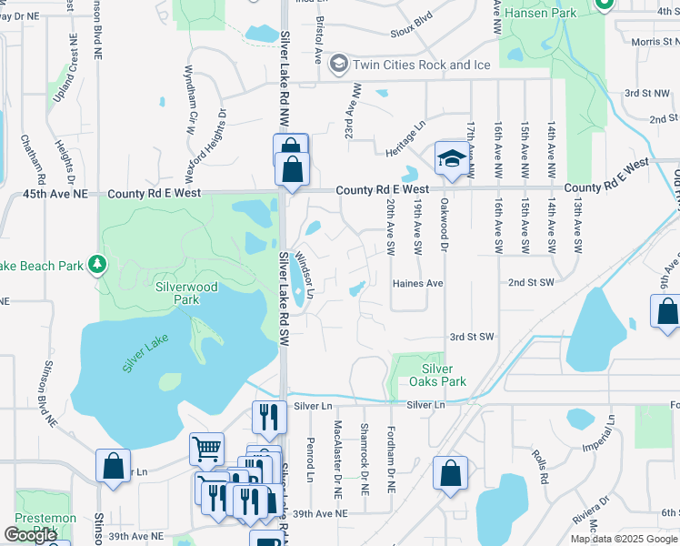 map of restaurants, bars, coffee shops, grocery stores, and more near 58 Windsor Court in New Brighton