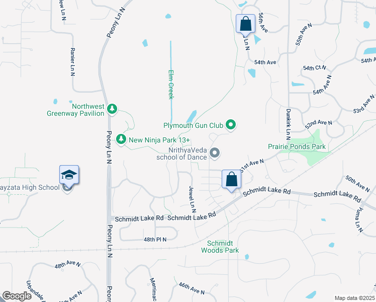 map of restaurants, bars, coffee shops, grocery stores, and more near 6025 Kimberly Lane North in Plymouth