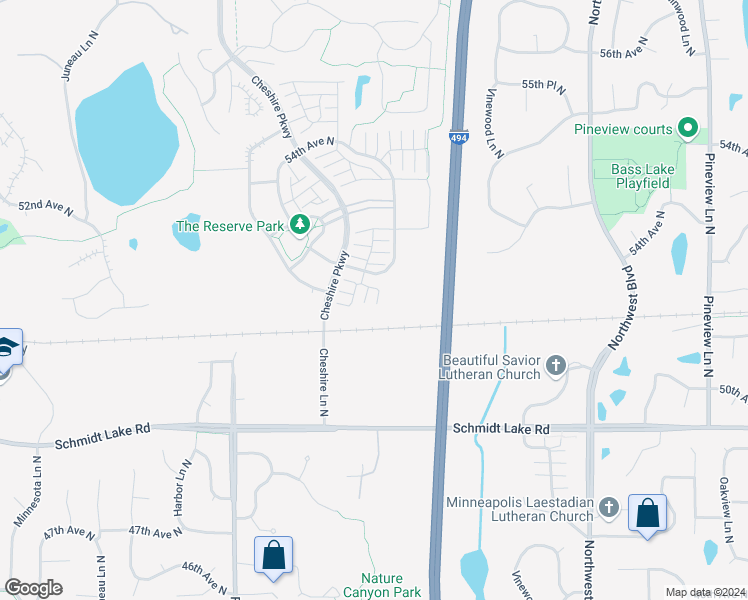 map of restaurants, bars, coffee shops, grocery stores, and more near 13825 52nd Avenue North in Minneapolis