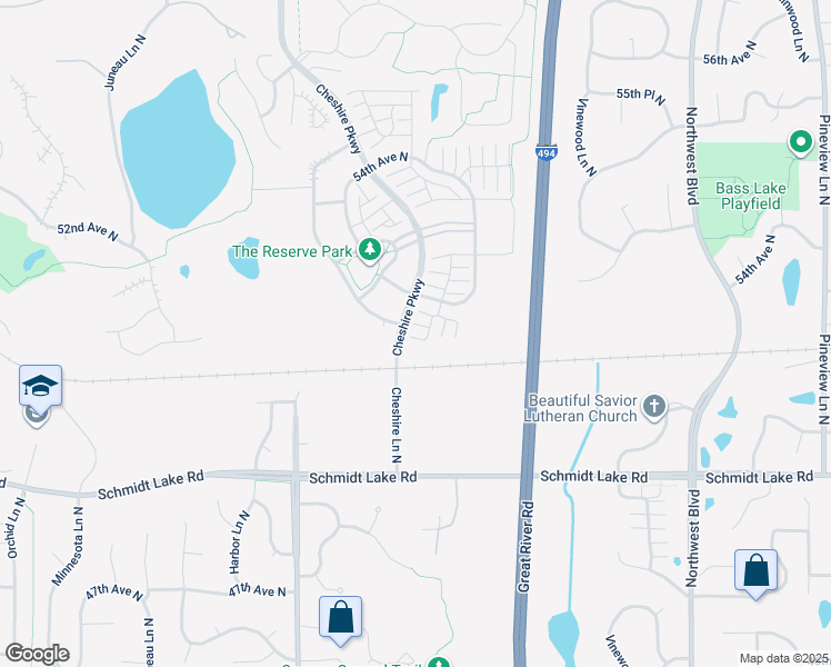 map of restaurants, bars, coffee shops, grocery stores, and more near 14000 51st Avenue North in Minneapolis