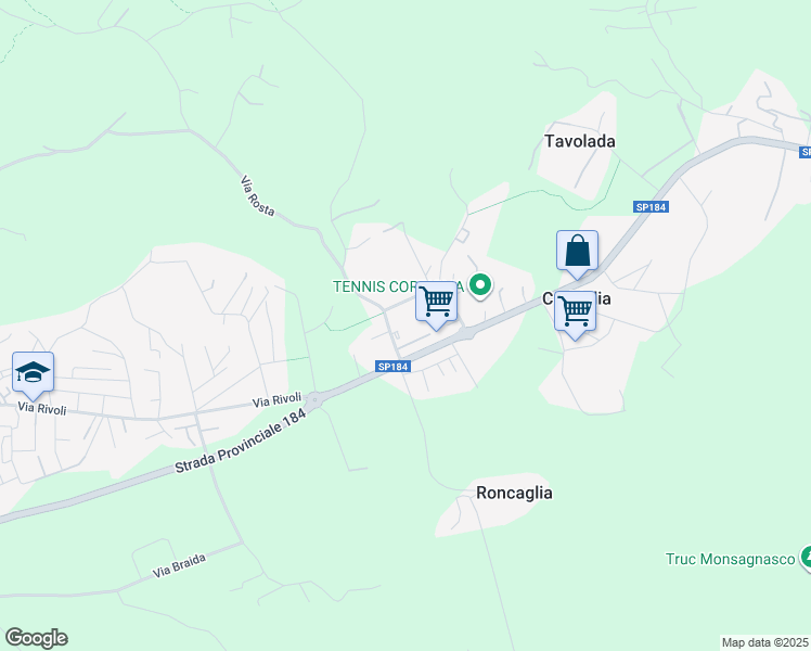 map of restaurants, bars, coffee shops, grocery stores, and more near 8 Via Tolaj in Corbiglia