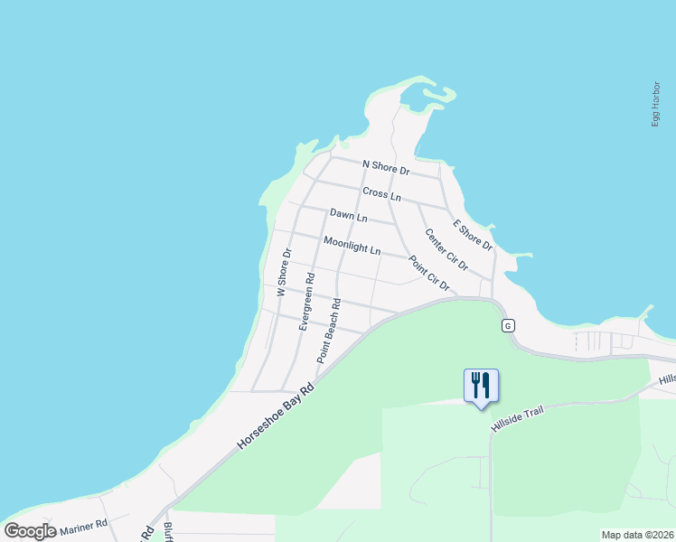 map of restaurants, bars, coffee shops, grocery stores, and more near 7702 Point Beach Road in Egg Harbor