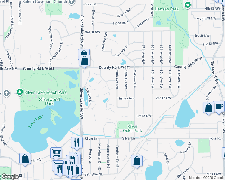 map of restaurants, bars, coffee shops, grocery stores, and more near 106 Windsor Court in New Brighton