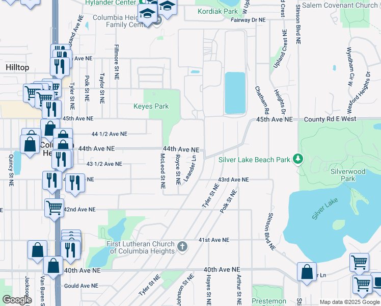 map of restaurants, bars, coffee shops, grocery stores, and more near 4352 Reservoir Boulevard in Minneapolis