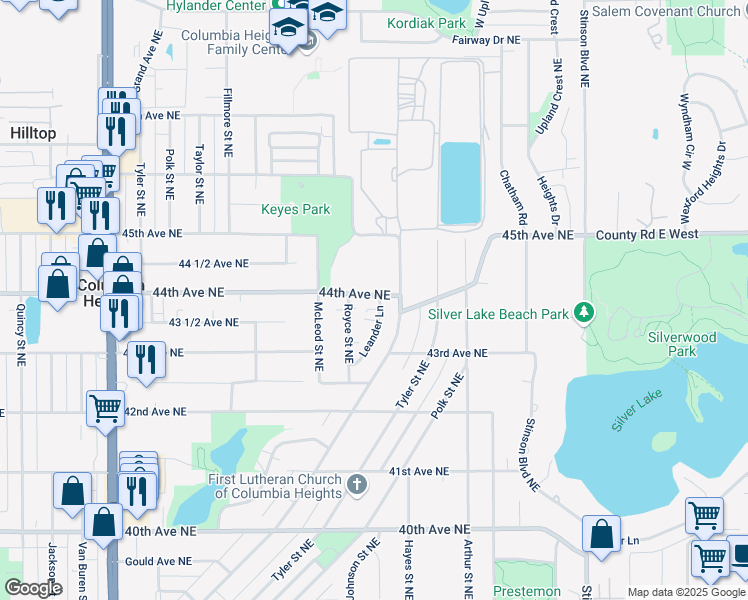map of restaurants, bars, coffee shops, grocery stores, and more near 4352 Reservoir Boulevard in Minneapolis