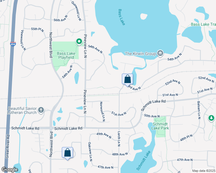 map of restaurants, bars, coffee shops, grocery stores, and more near 12410 53rd Avenue North in Minneapolis