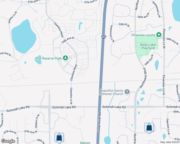 map of restaurants, bars, coffee shops, grocery stores, and more near 5200 Annapolis Lane North in Minneapolis