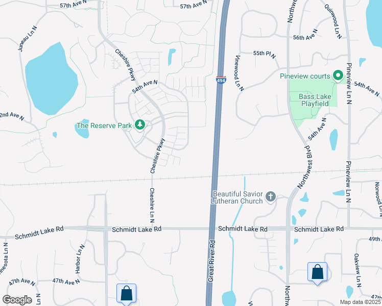 map of restaurants, bars, coffee shops, grocery stores, and more near 5200 Annapolis Lane North in Plymouth