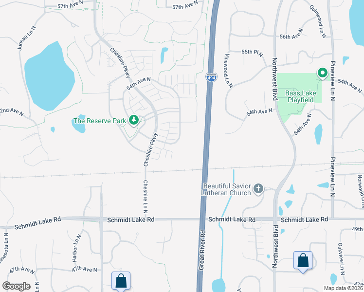map of restaurants, bars, coffee shops, grocery stores, and more near 5200 Annapolis Lane North in Plymouth