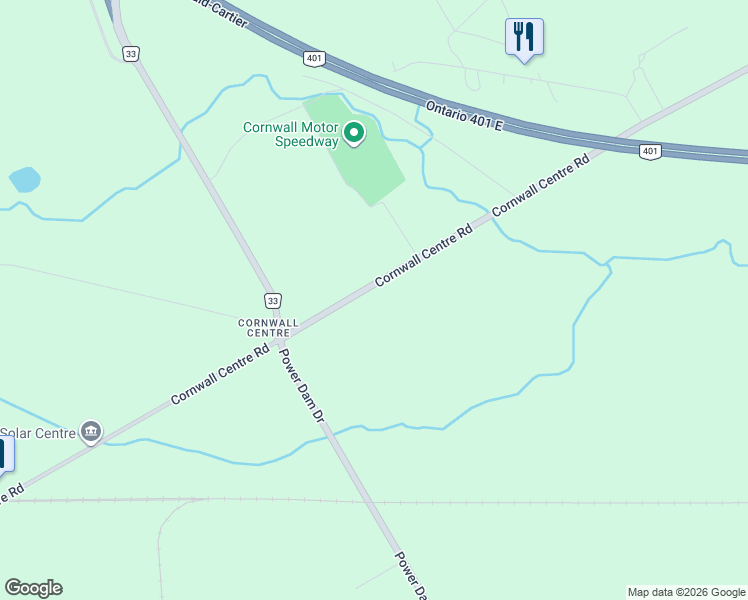 map of restaurants, bars, coffee shops, grocery stores, and more near 1590 Cornwall Centre Road in Cornwall