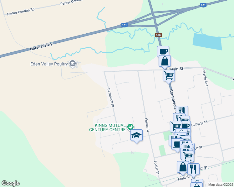 map of restaurants, bars, coffee shops, grocery stores, and more near 24 Beckwith Drive in Berwick