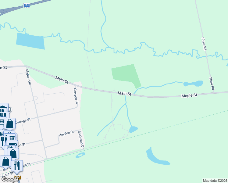 map of restaurants, bars, coffee shops, grocery stores, and more near 114 Main Street in Berwick