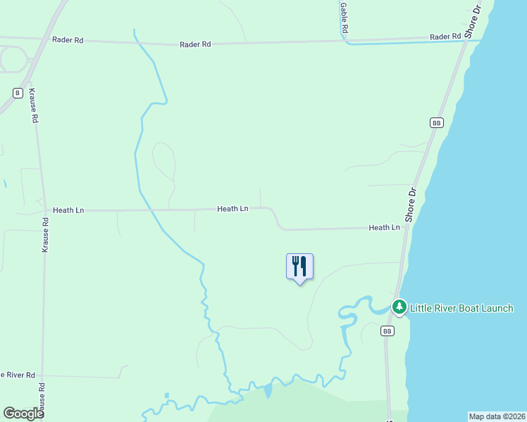 map of restaurants, bars, coffee shops, grocery stores, and more near 806 Heath Lane in Marinette